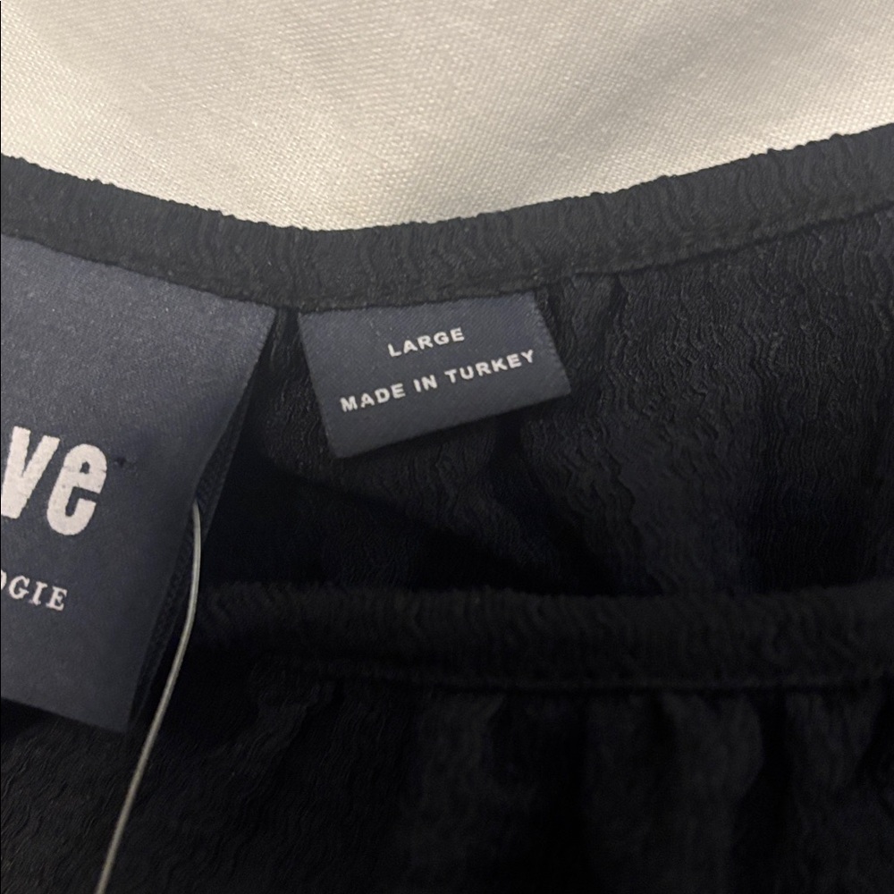 Maeve by Anthropologie Black Puff Sleeve Blouse SZ L Peplum cropped casual NWT - Picture 6 of 16